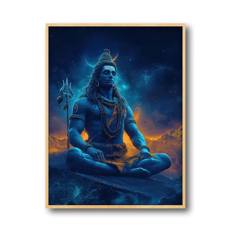 Peaceful Mahadev Meditating III Archival Paper Wall Art - Natural Brown Frame media 5