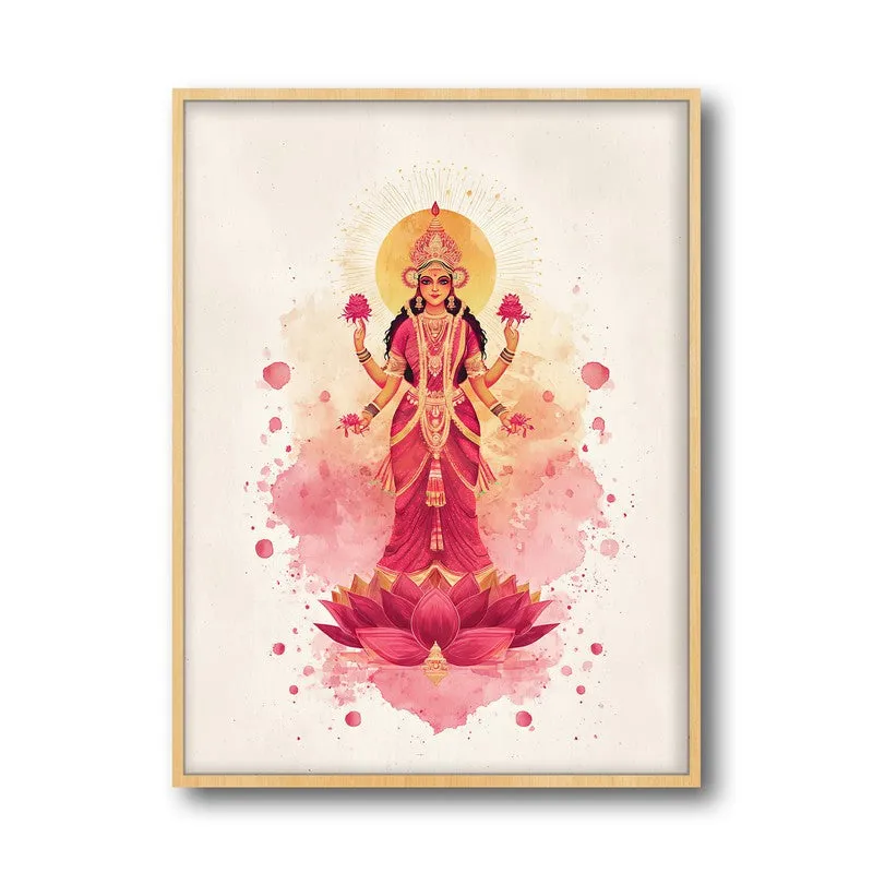 Shri Mahalaxmi Devi Divine Archival Paper Wall Art - Natural Brown Frame media 5