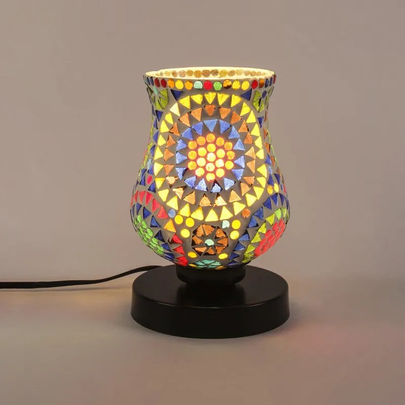 Lumeweave Mosaic Glass Wooden Table Lamp With Base - Multicolor media 6