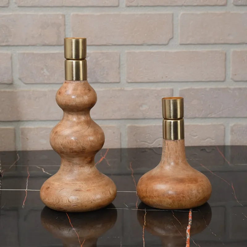 Narelle Mango Wood Candle Holder - Set Of Two media 1