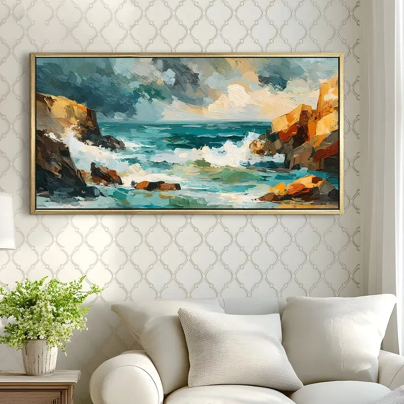 Coastal Surge Canvas Wall Painting With Frame media 4