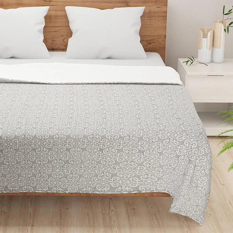 Swayam Sienna Floral Cotton Dohar (Grey) - 110 GSM media 3
