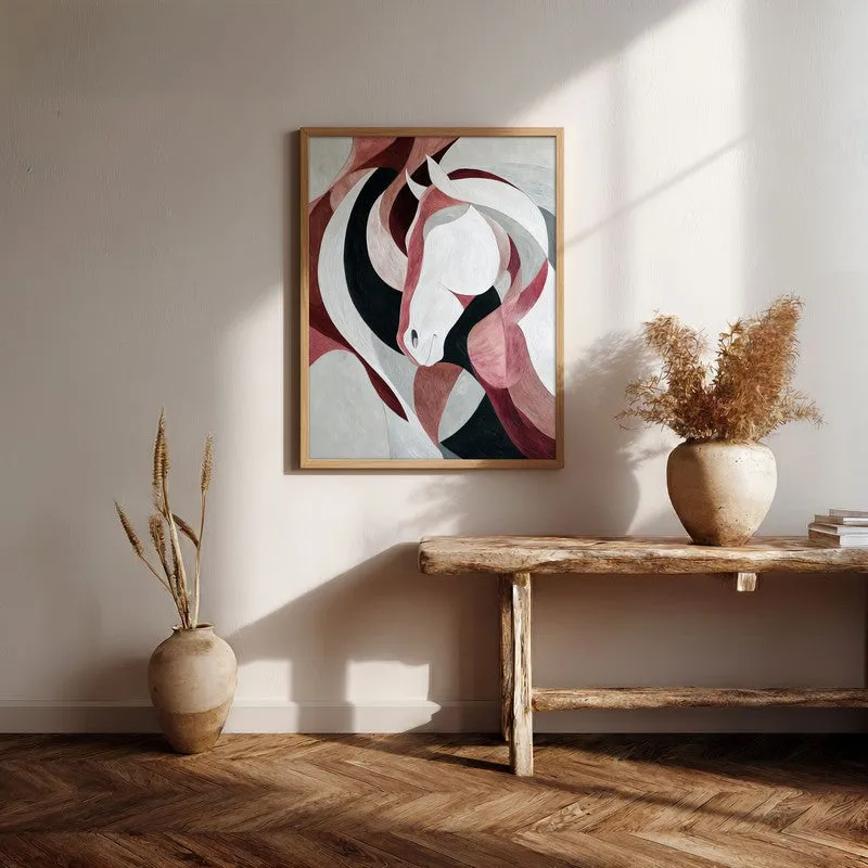 Ethereal Flow Horse Wall Painting With Brown Frame media 6