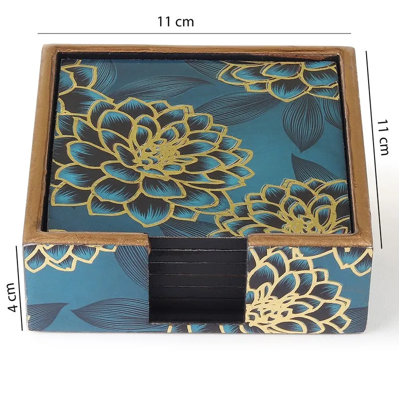 Deshira Wooden Coaster with Stand - Seven Piece Set media 4