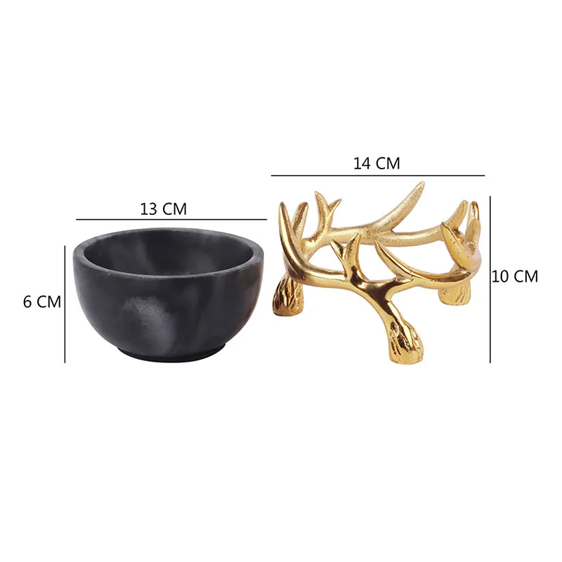 Carrara Cradle Marble Serving Bowl With Metal Stand (Black) - 300 ML media 6
