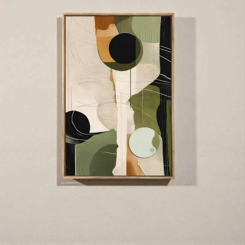 Desert Olive Canvas Abstract Wall Art With Frame media 1