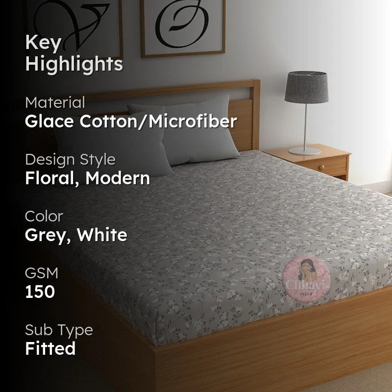Budlace I Fitted Microfiber Microfiber Bedsheet (Grey) - 150 GSM media 2