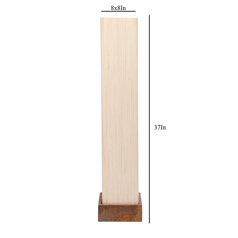Aamiya Wooden Tower Floor Lamp With Khadi Shade- Off-White media 5