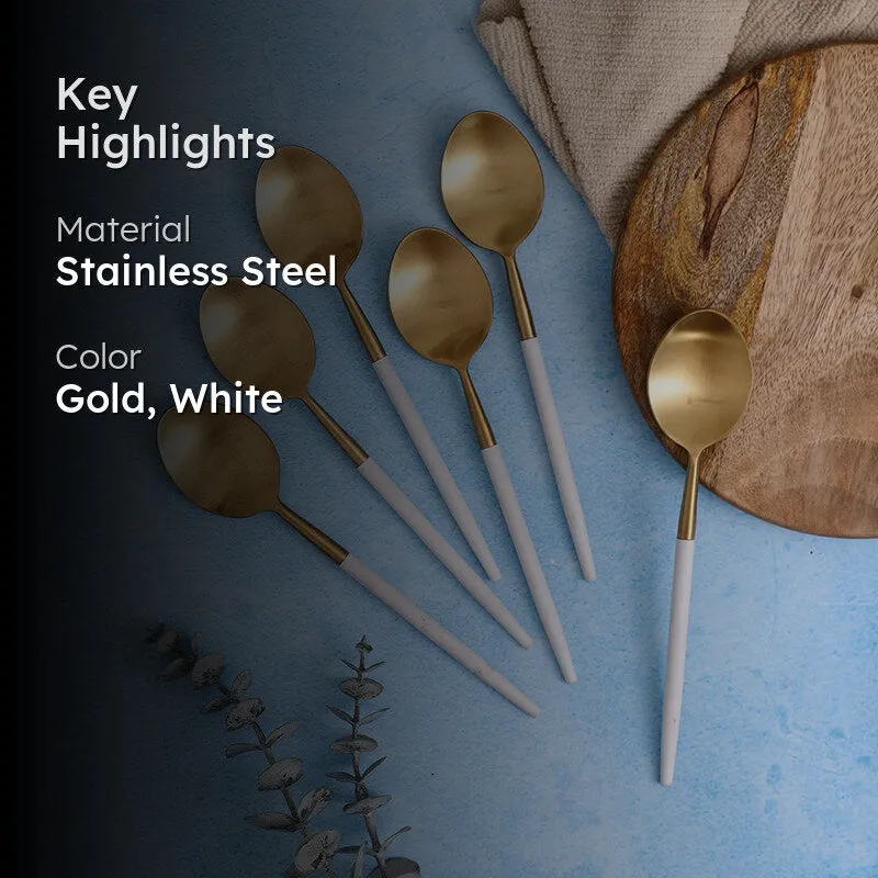 Stirling Spoon Set (Gold & White) - Set Of Six media 2
