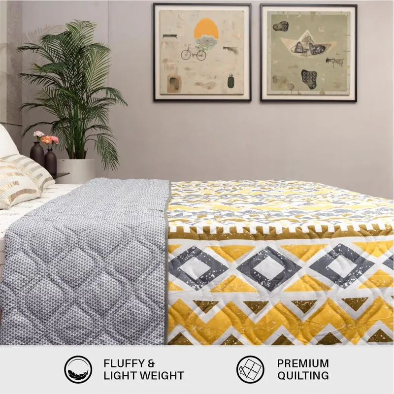 Urban Space New York Reversible Dohar (Yellow, Grey) - 120 GSM media 6