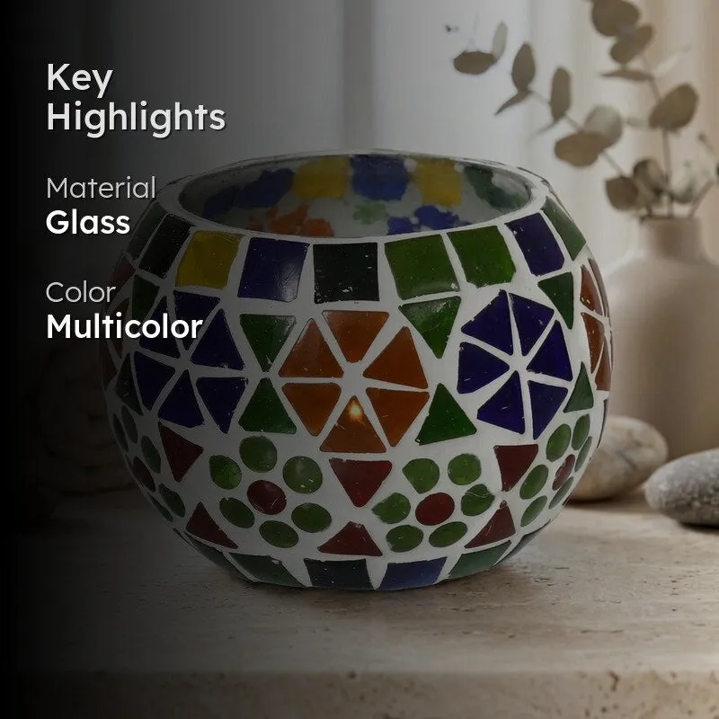 Srishti Mosaic Glass Tealight Candle Holder media 2