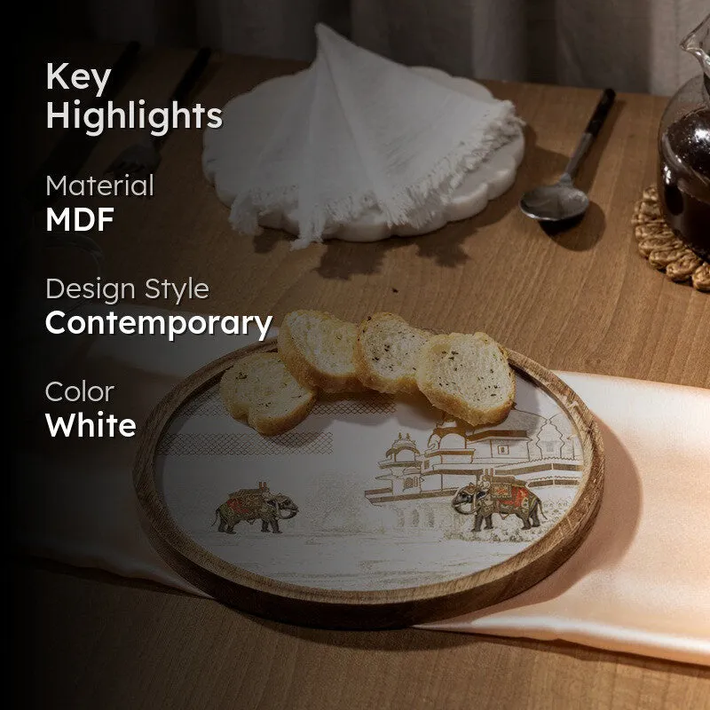 TimberBloom Mughal MDF Platter - White media 2