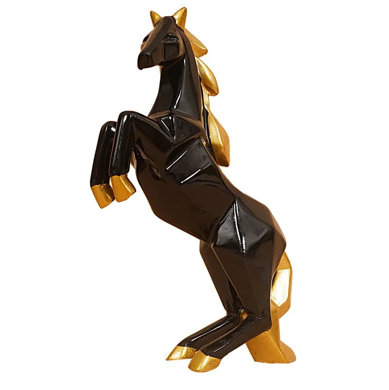 Rearing Black & Gold Horse Showpiece media 9