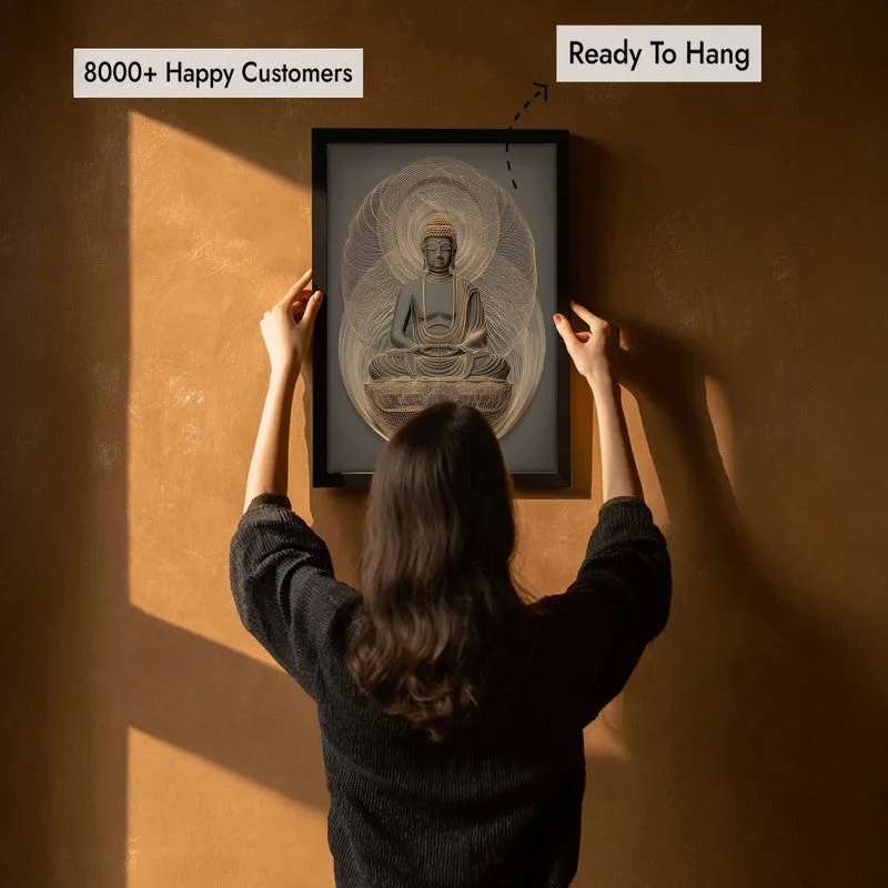 Buddha Archival Paper Wall Painting With Black Frame media 7