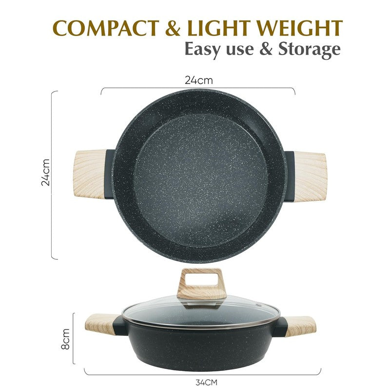 Solara Brewora Ceramic Round Kadhai With Lid (Black) - 2200 mL media 10
