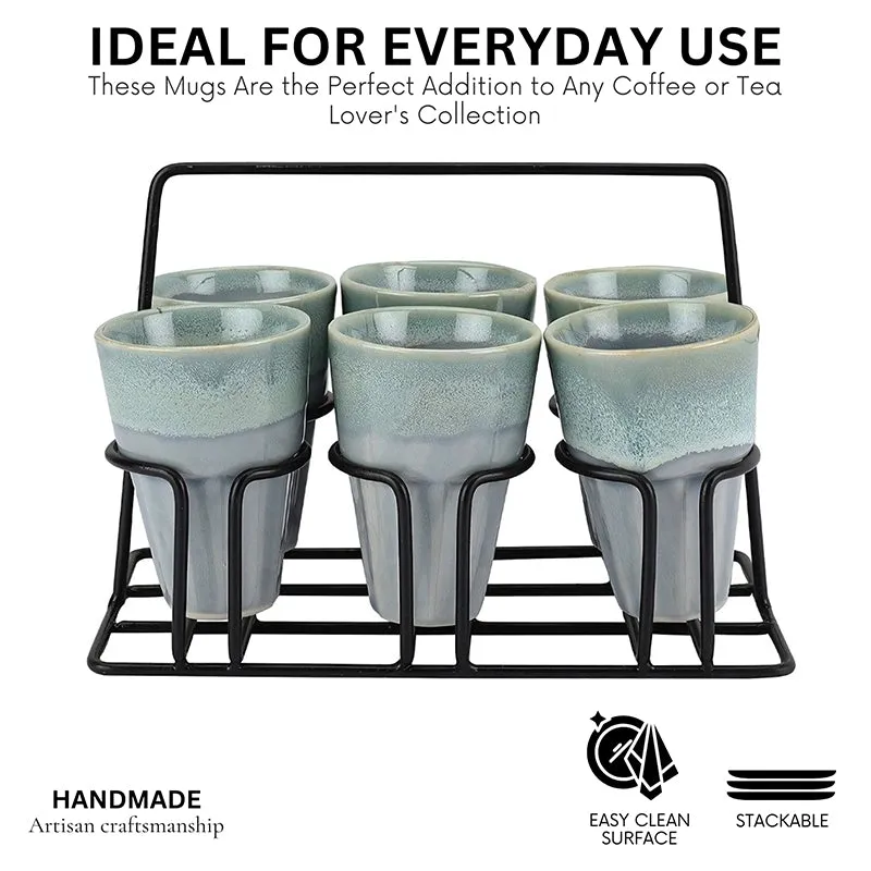 Petra Ceramic Kulhad With Holder - Seven Piece Set media 4