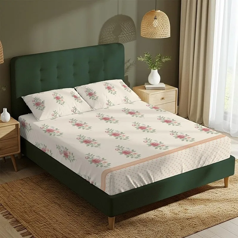 Urban Space Soft Floralux Cotton Bedsheet (Dark Pink) - 200 TC media 3