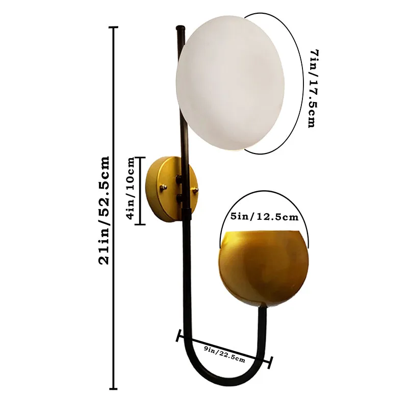 Folium Glass & Metal Wall Lamp - Black & Gold media 5