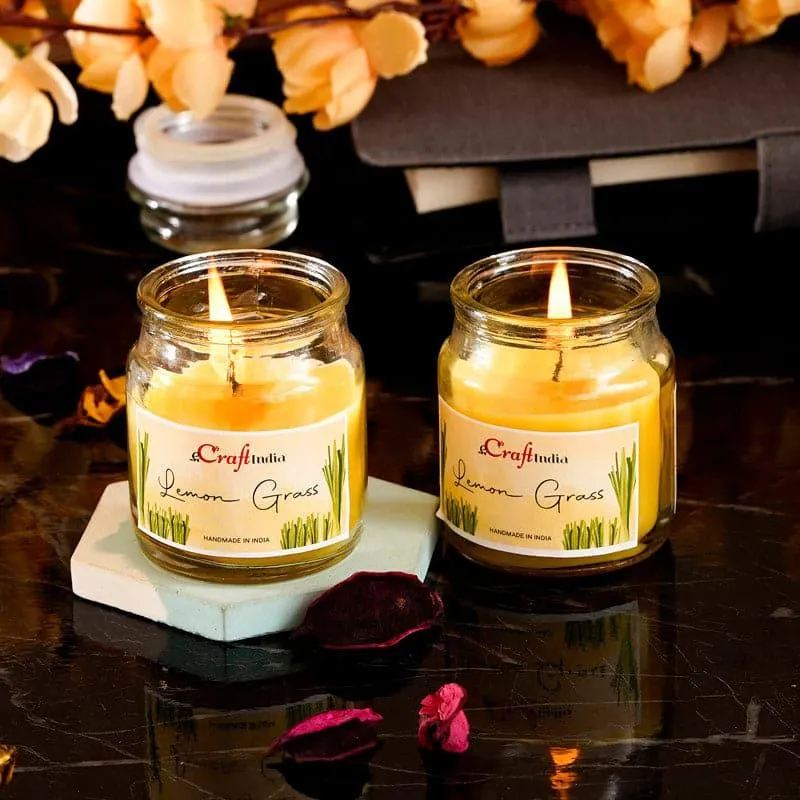 Nithya Lemon Grass Scented Jar Candle - Set Of Two media 4