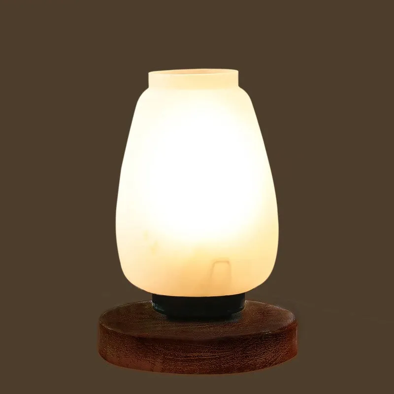 Astralune Glass Table Lamp With Wooden Base - White media 6