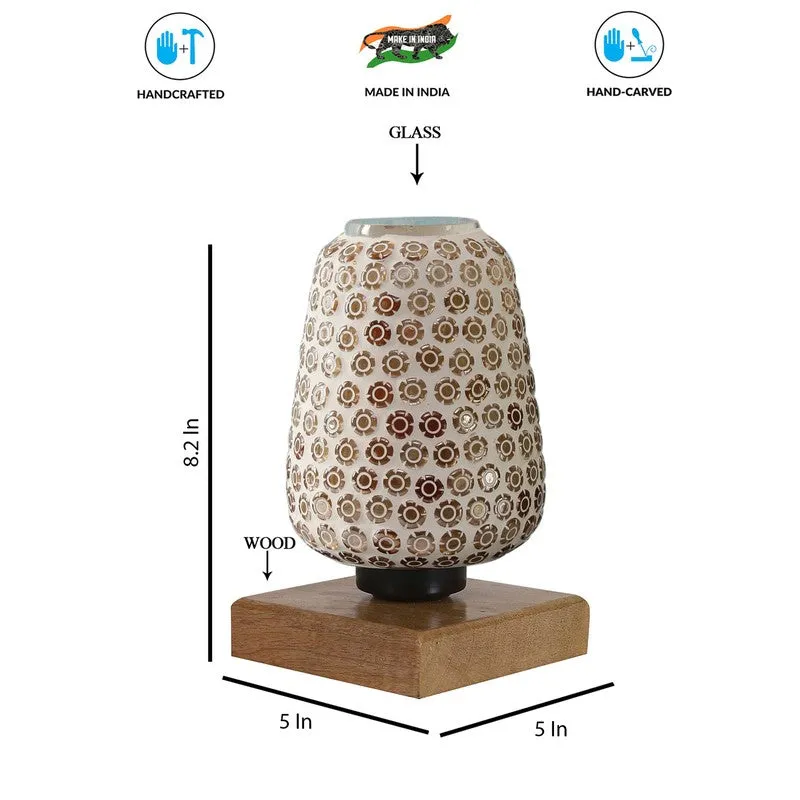 Grazia Glass Table Lamp With Wooden Base - Multicolor media 9