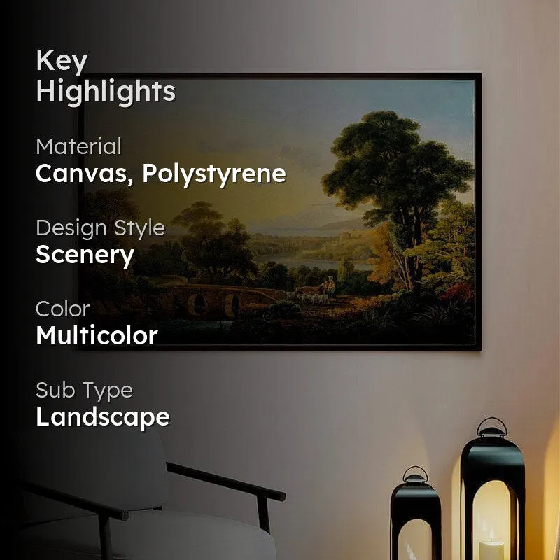 Hilly Landscape Canvas Wall Painting - Black Frame media 2