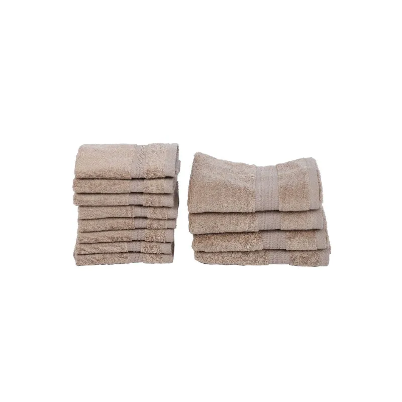 Miorah Hand & Face Towel Combo (Beige) - Set Of Twelve media 4