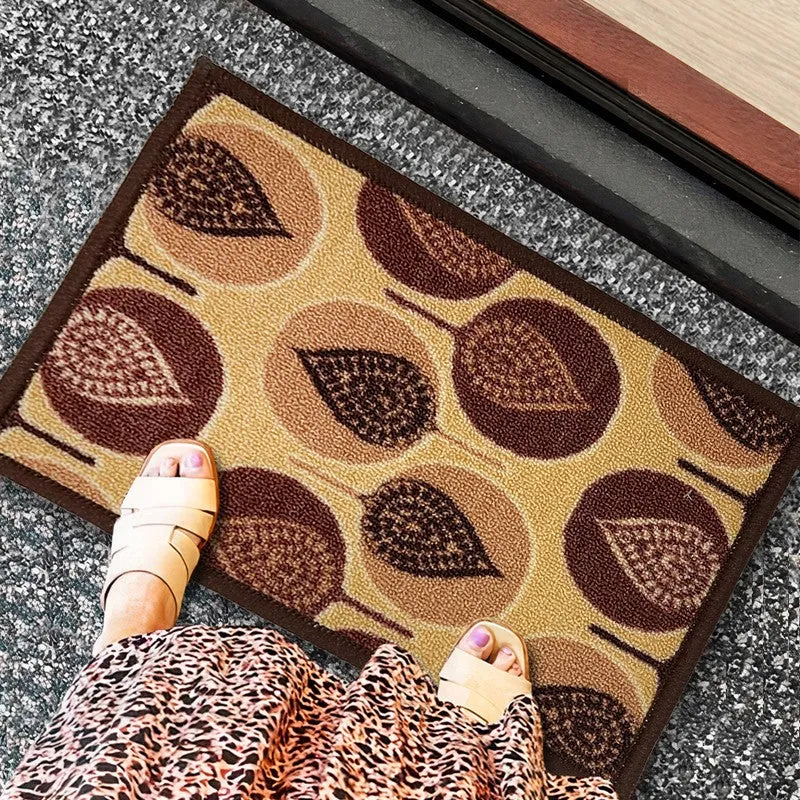 Faro Floral Nylon Door Mats - Beige,Brown media 3