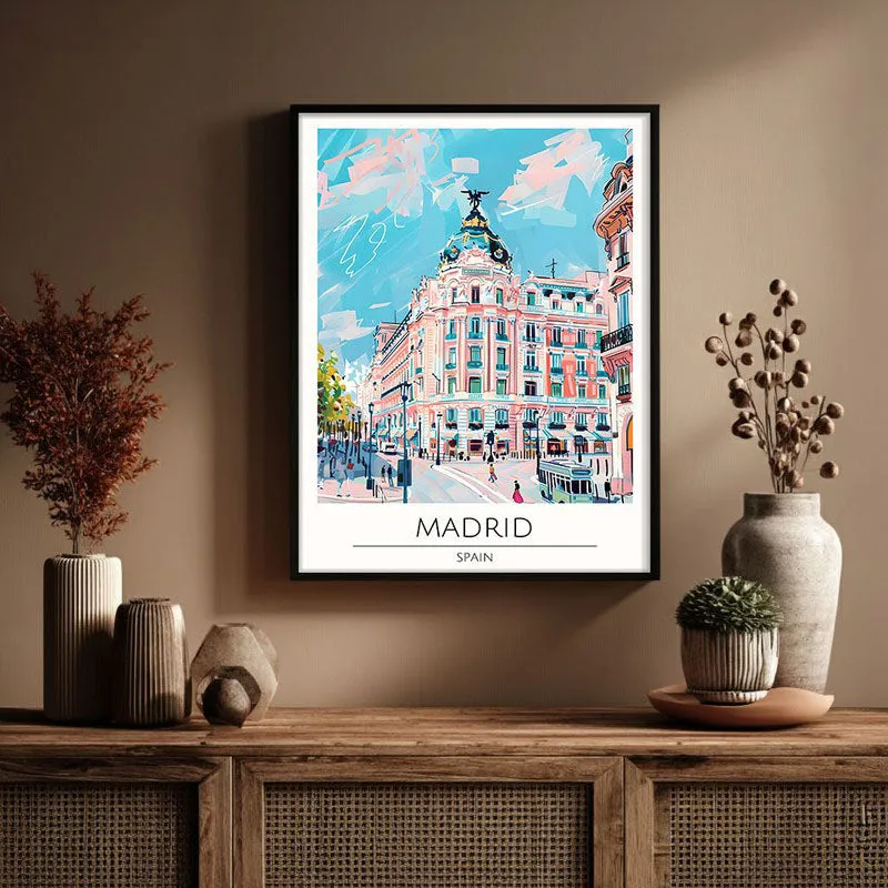 Vintage Madrid Framed Canvas Wall Painting media 3