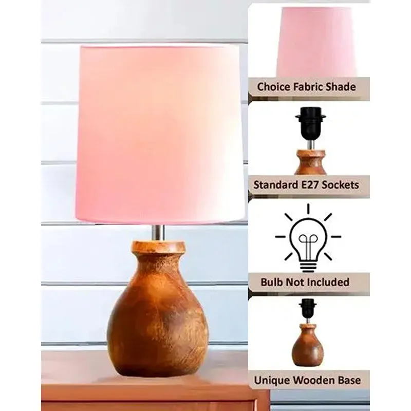 Eleera Wooden Table Lamp - Pink,Brown media 5