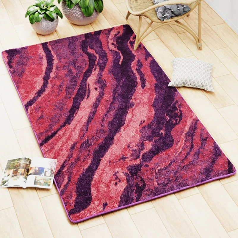 Brenna Abstract Micro Fiber Area Rug - Purple & Orange media 3