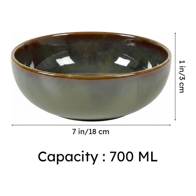 Aurelle Table Serving Bowl (Olive Green,700 mL Each) - Set Of Two media 6