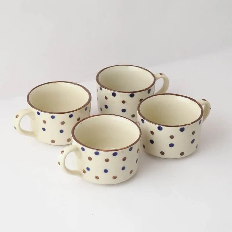 Polka Ceramic Coffee Mug (300 mL Each) - Set of Four media 3