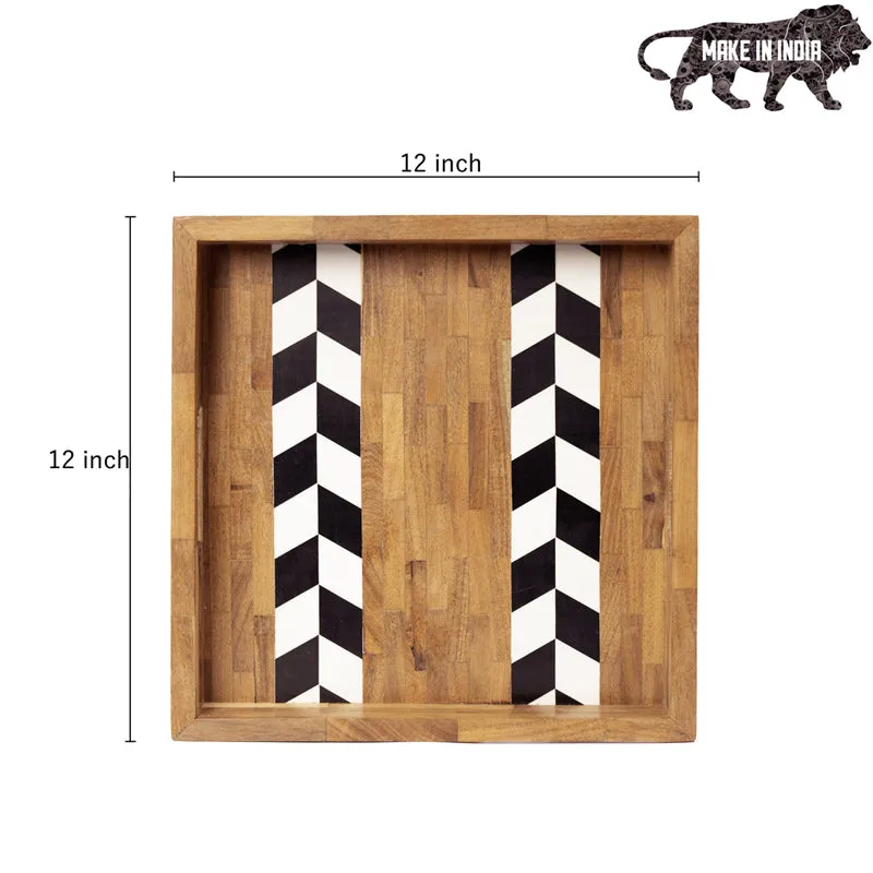 Nihi Black & White Stripe Serving Tray media 5