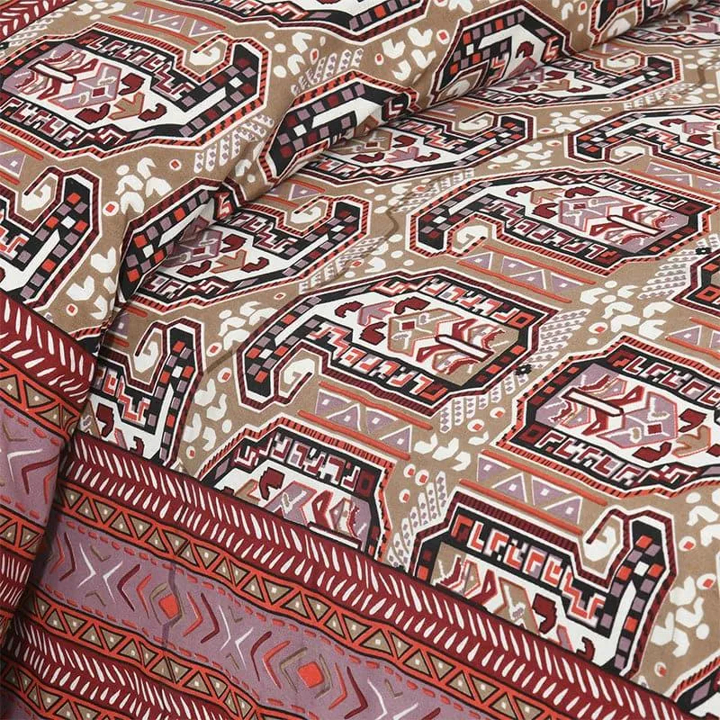 Mikaya Shine Cotton Bedsheet (Red,Brown) - 180 TC media 5