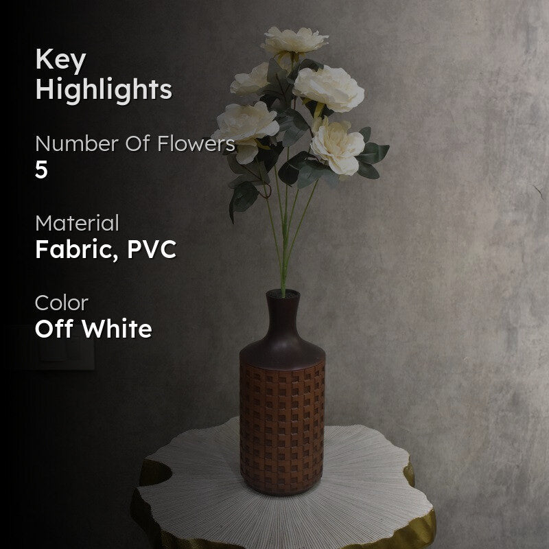 Premium Artificial Peony Flower - White media 2