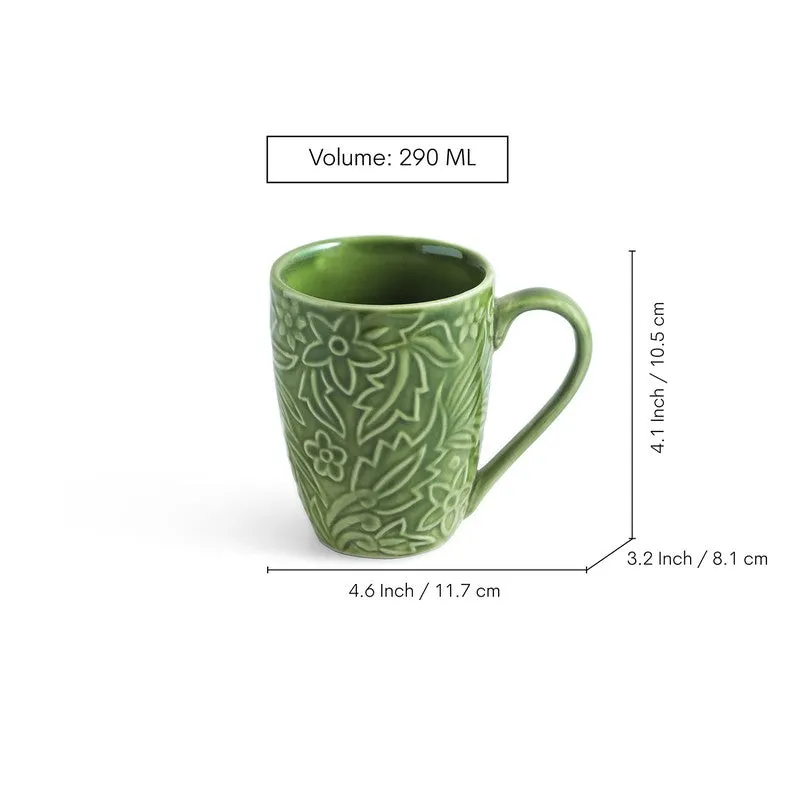 Green Ceramic Coffee Mug (290 mL Each) - Set Of Six media 7
