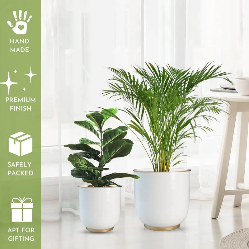 Alabaster Floor Planter - Set of 2 media 5
