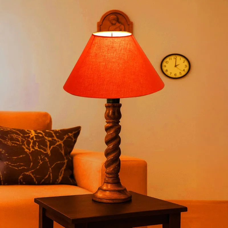 Elvane Kyra Wooden Table Lamp - Orange media 1