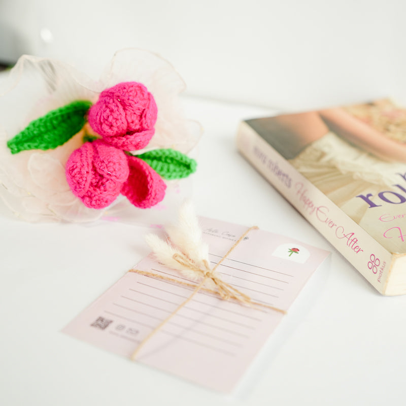 Knot & Petal I Crochet Flower Bouquet - Pink media 7