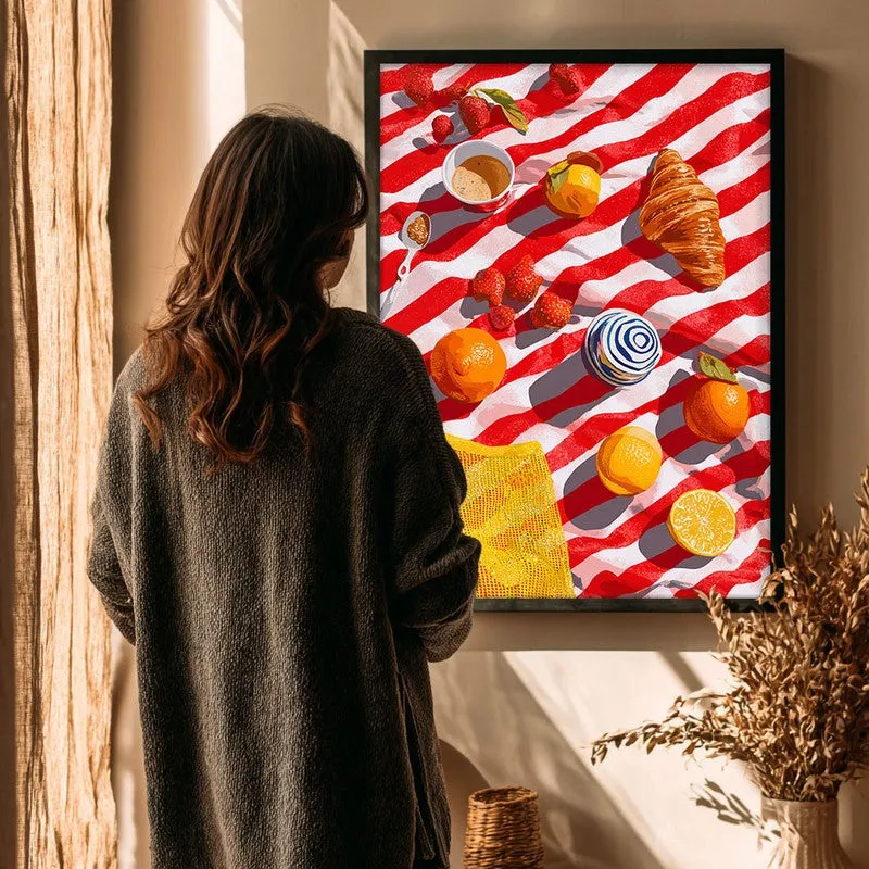 Azure Feast Canvas Wall Painting - Black Frame media 4