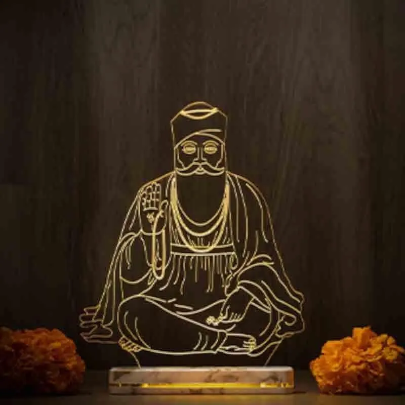 Guru Nanak Ji Acrylic Table Lamp - Transparent media 1