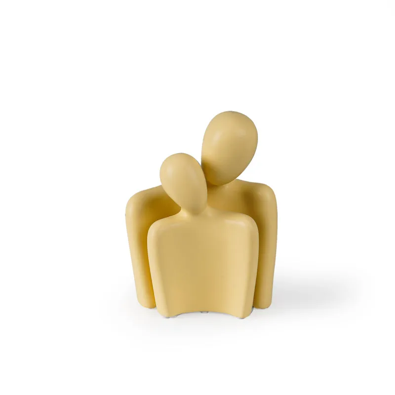 Dual Embrace Abstract Painted Resin Showpiece (Yellow) - Set Of Two media 6