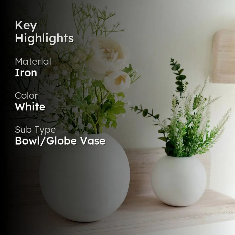 Zurmo Round Metal Vase (White) - Set Of Two media 2