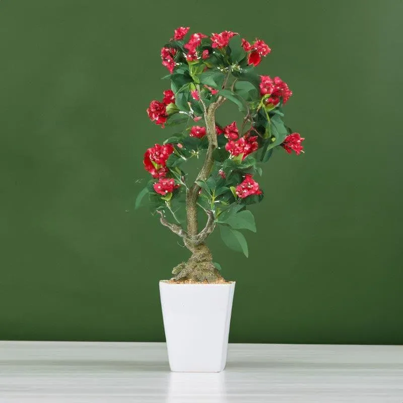 Tall Faux Bougainvillea Bonsai (59 cms) - Red & Green media 2