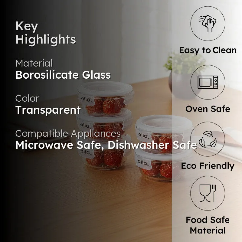 Munchi Leak Proof Glass Lunch Box (400 mL Each) - Set Of Five media 2