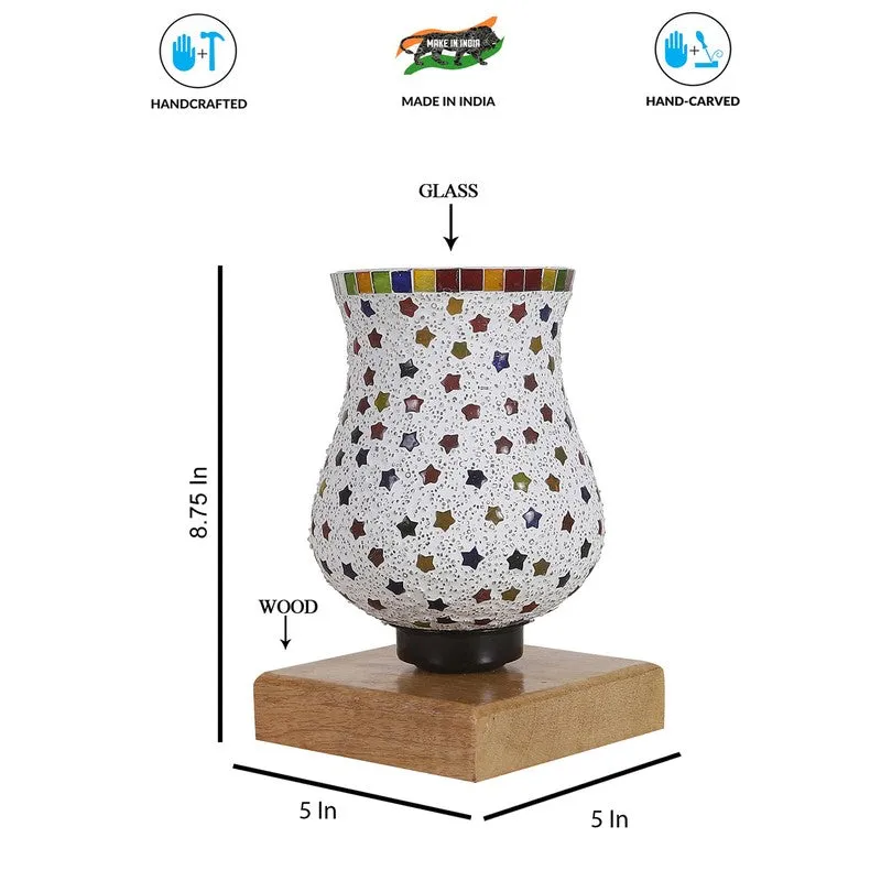 Tinker Mosaic Glass Table Lamp With Wooden Base - Multicolor media 9