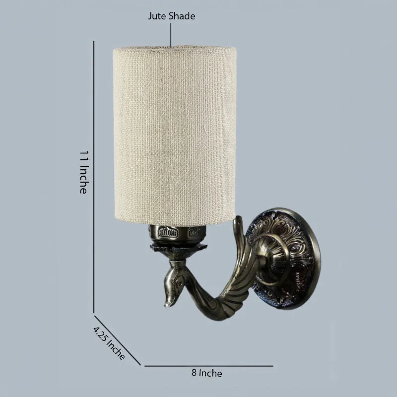 Amro Retro Fabric & Metal Wall Lamp - Beige media 5