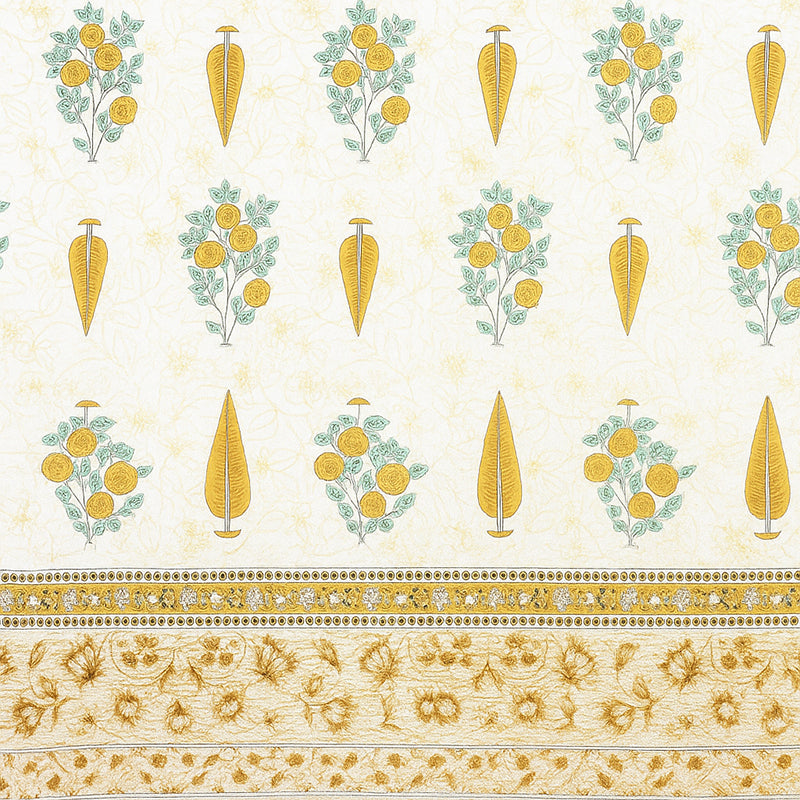 Floral Garden Cotton Bedsheet (Yellow) - 144 TC media 4