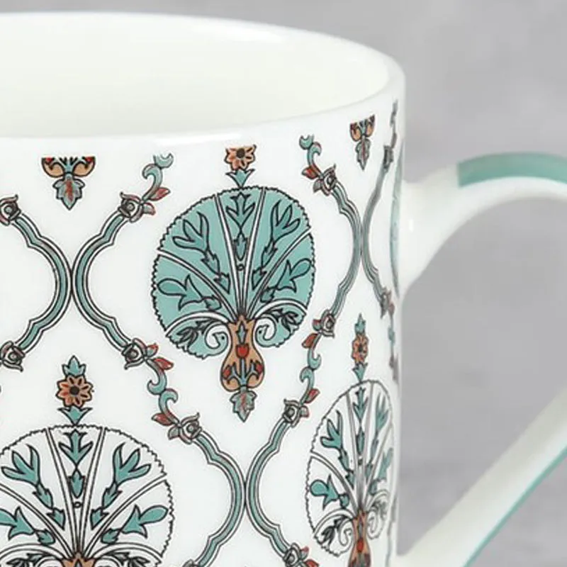 India Circus Bone China Tea Cup (220 mL Each),White,Green) - Set Of Six media 4